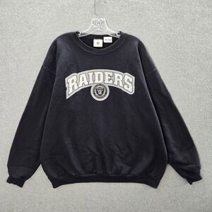 VINTAGE Oakland Raiders Men Sweatshirt XL Black Logo Long Sleeve Crew‎ Neck Y2K